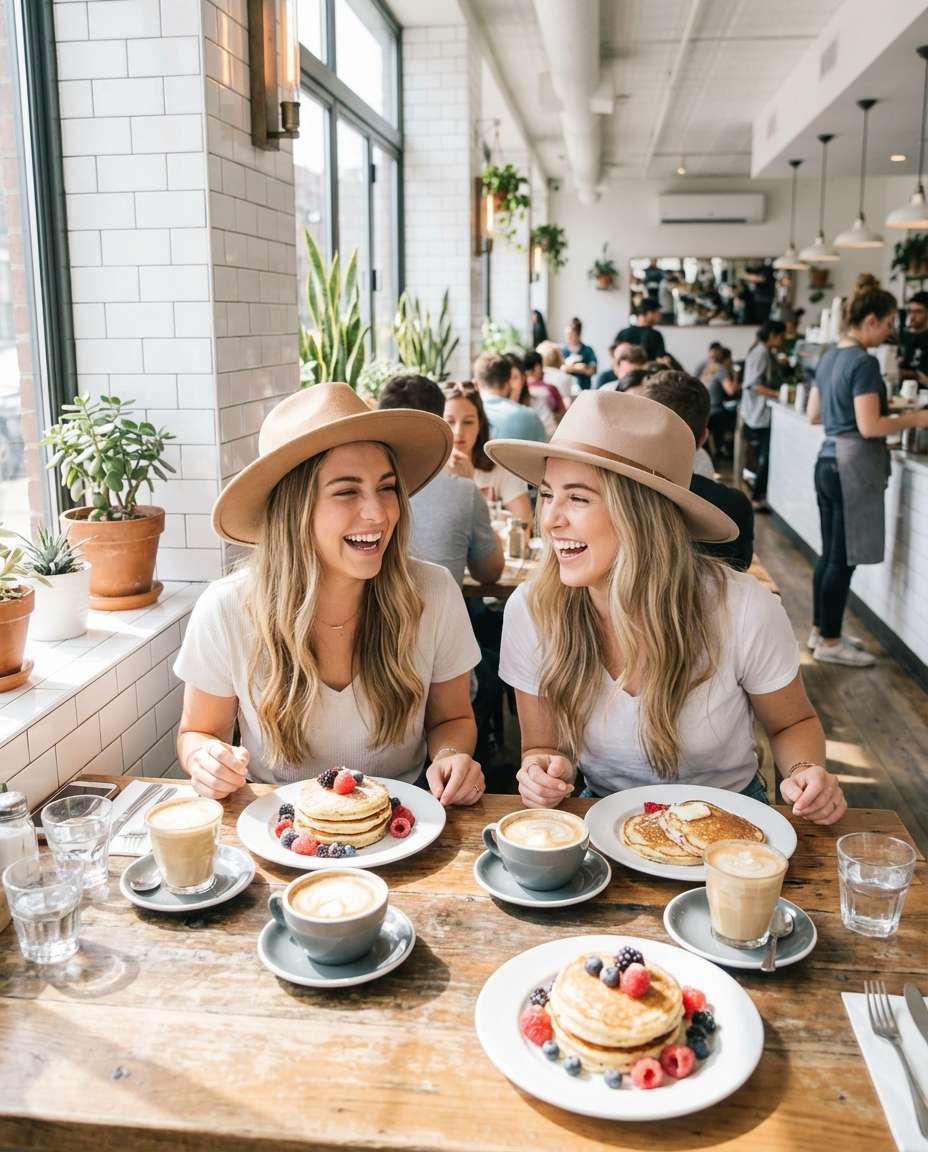 brunch table laugh photo