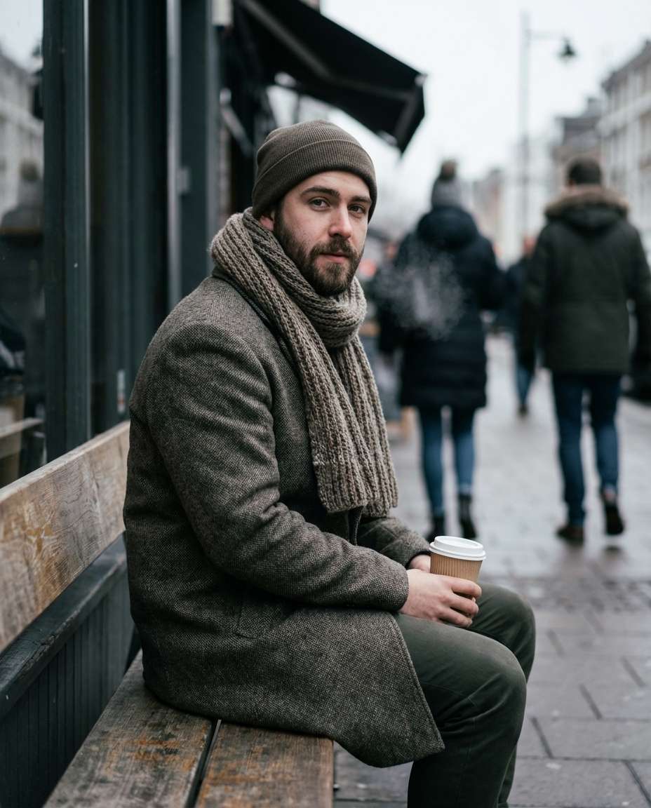 cozy scarf street seat photo