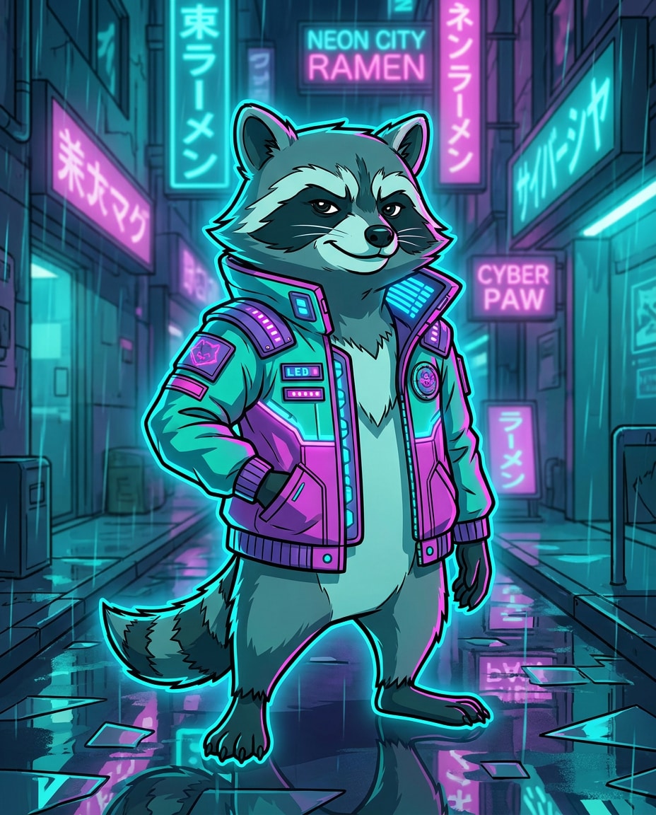 cyberpunk neon alley photo