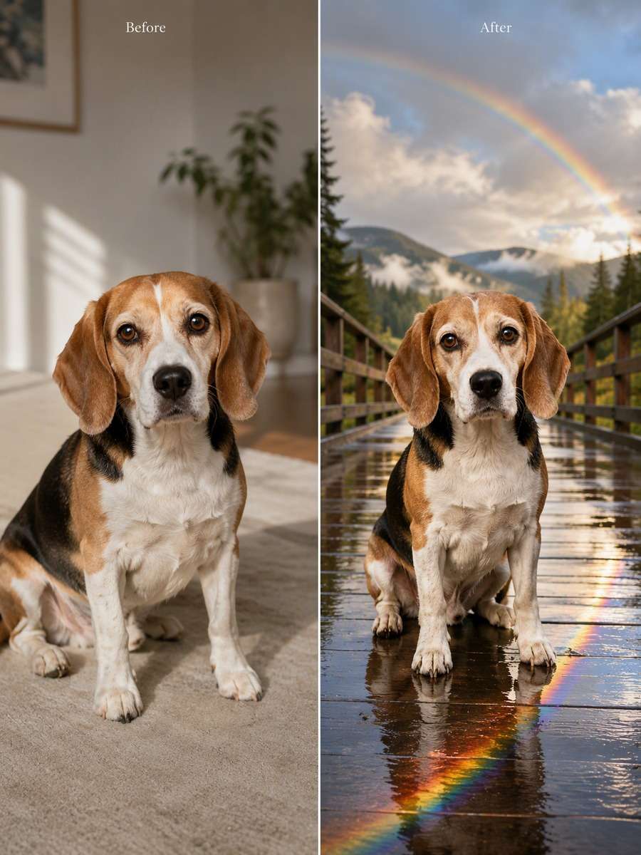 Rainbow After the Rain: reference Before and AI-created remembrance After