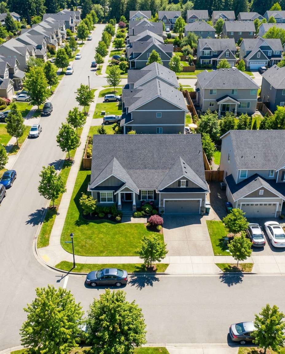 drone neighborhood view photo