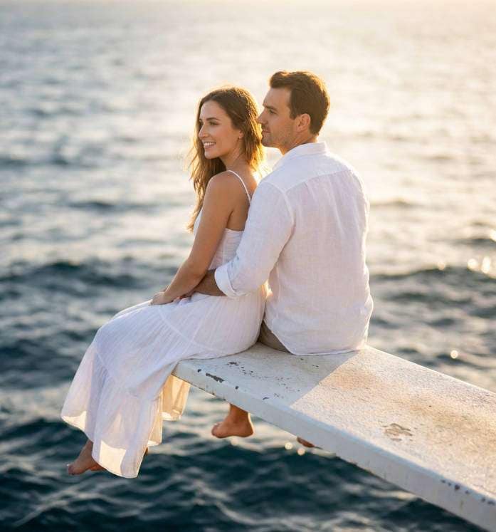 couple ocean diving board