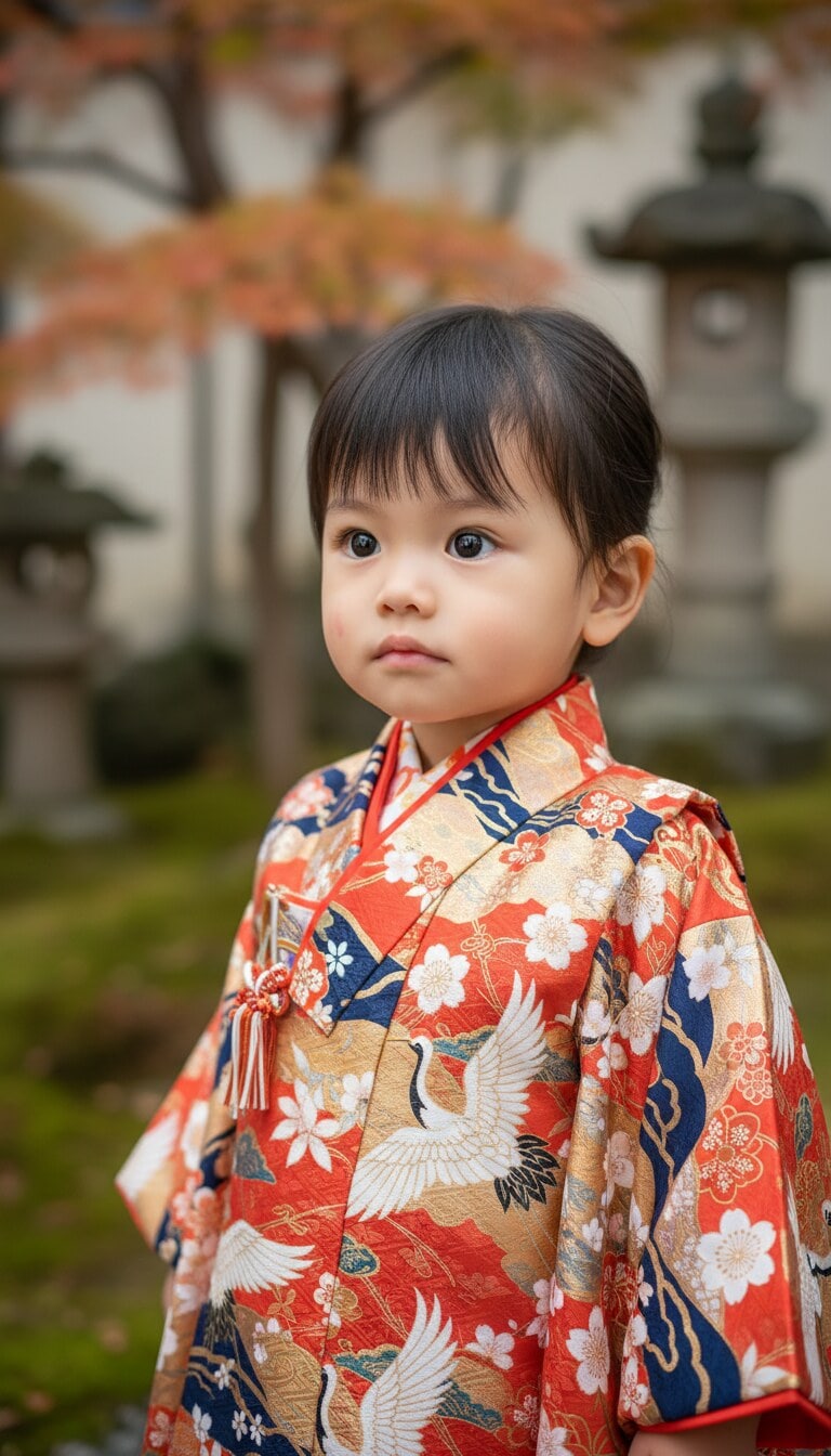 背景ぼかし風で主役を際立たせる七五三加工