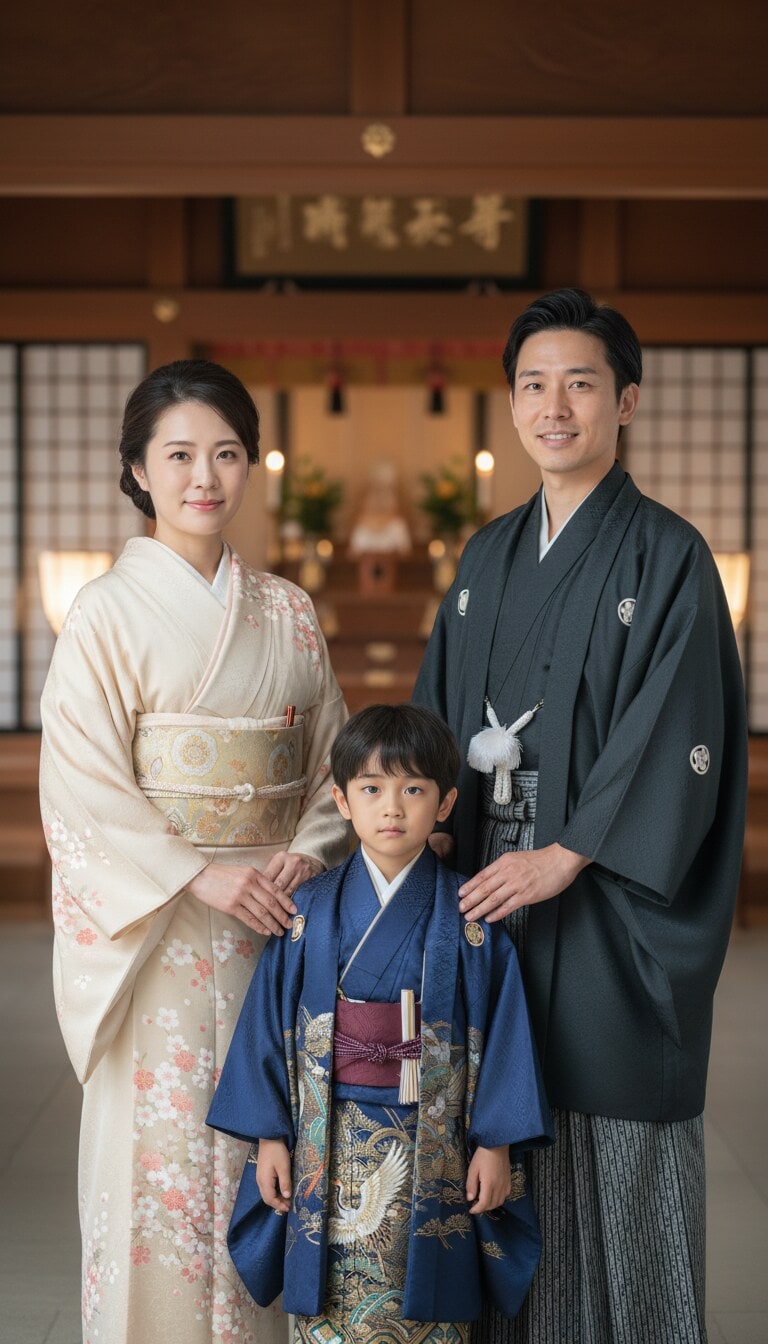 祖父母にも送りやすい上品な七五三フォト加工