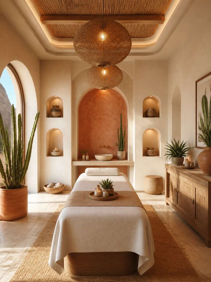 Desert-Inspired Spa Interior photo
