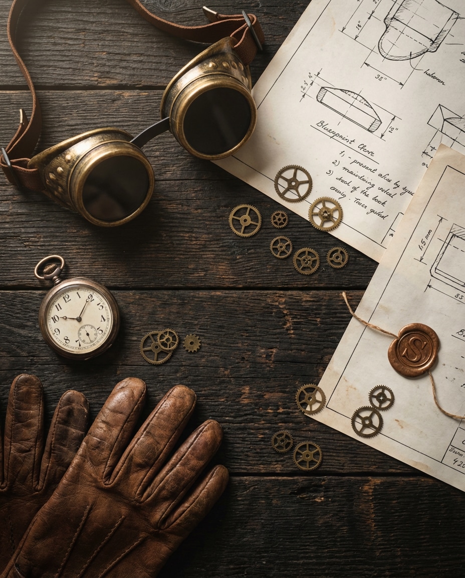 brass prop flat lay photo