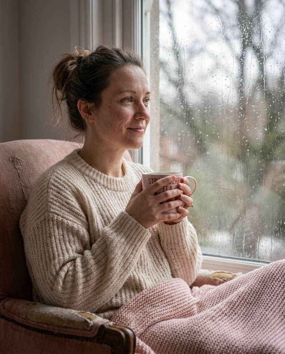 rainy window tea photo