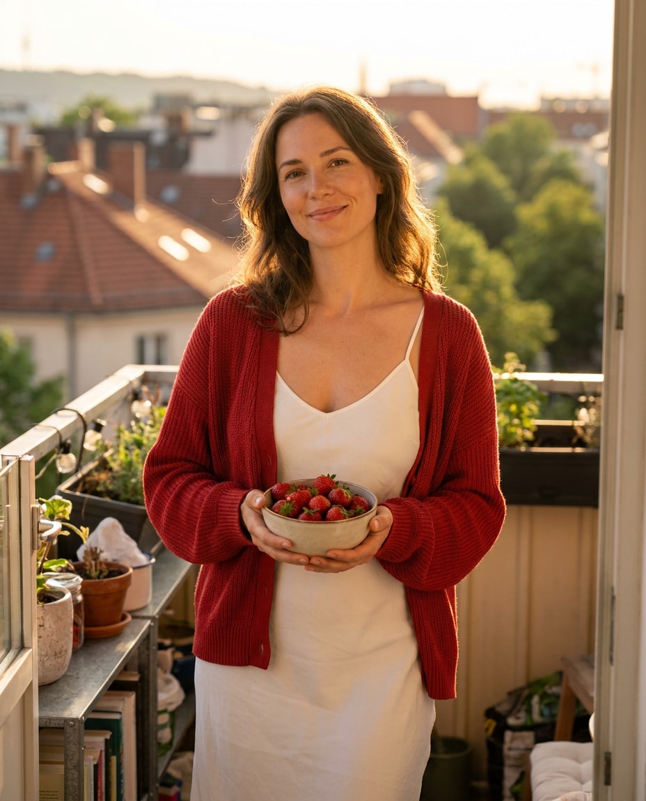 sunlit balcony berries photo