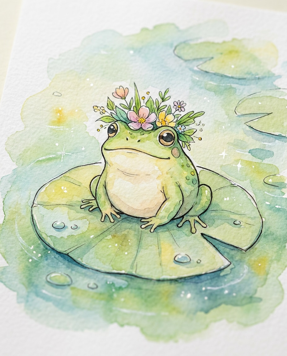 frog on lily photo