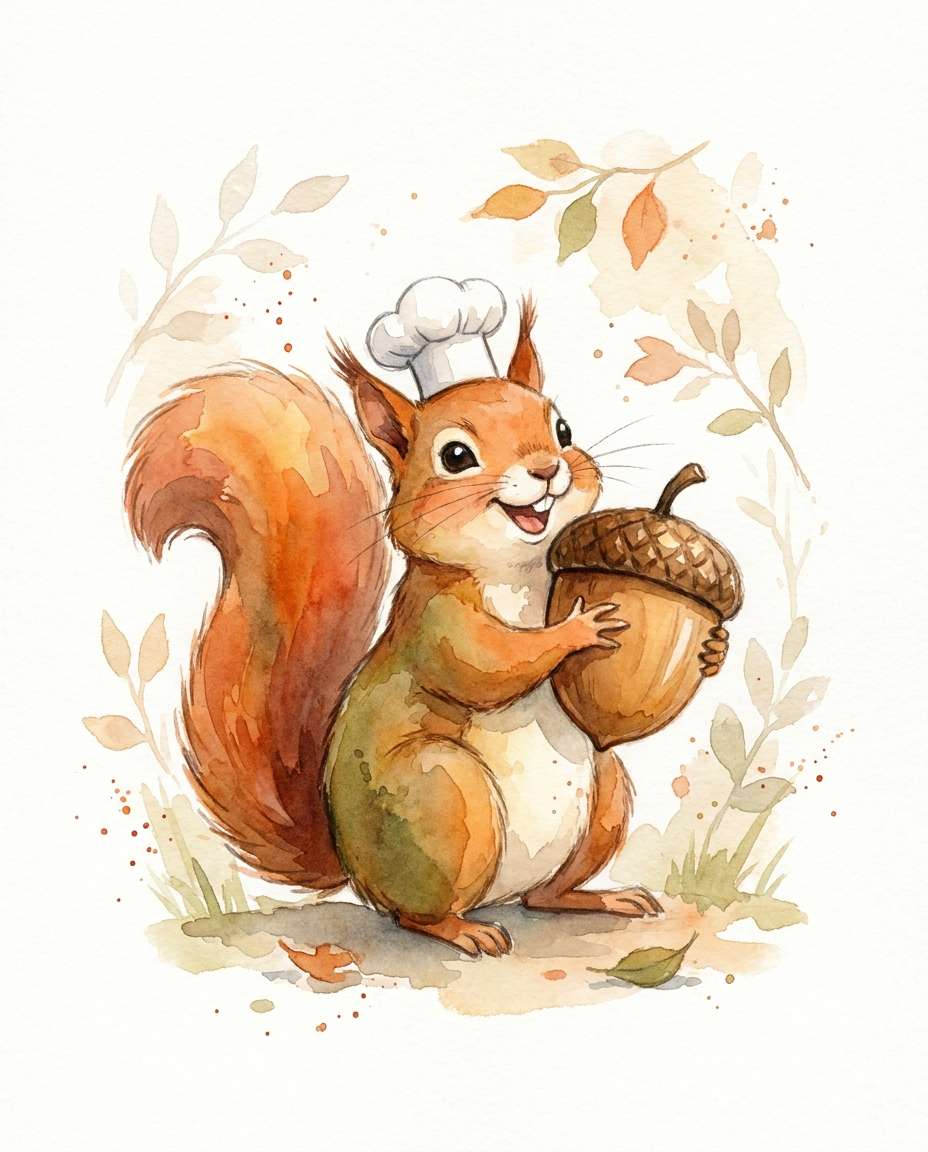 squirrel acorn chef photo