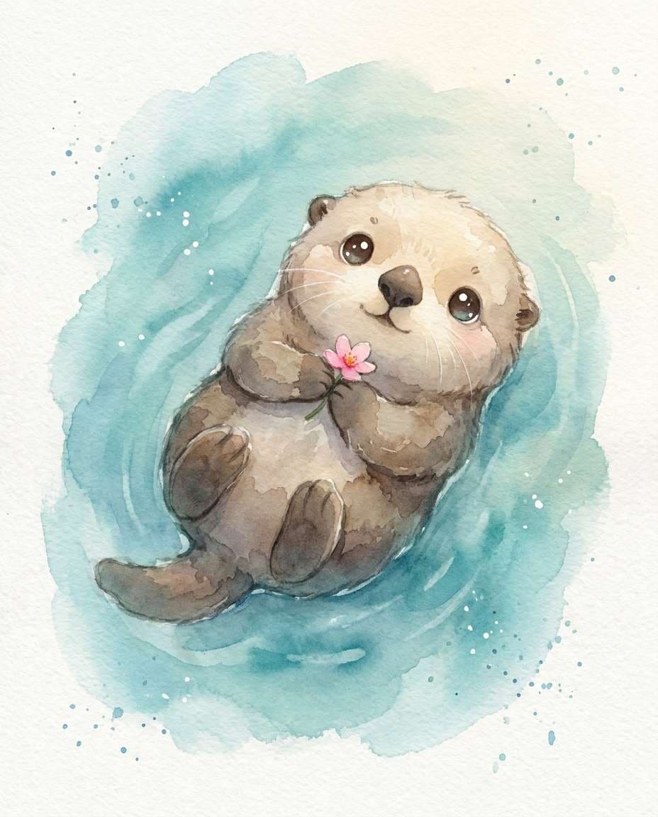 otter with flower photo