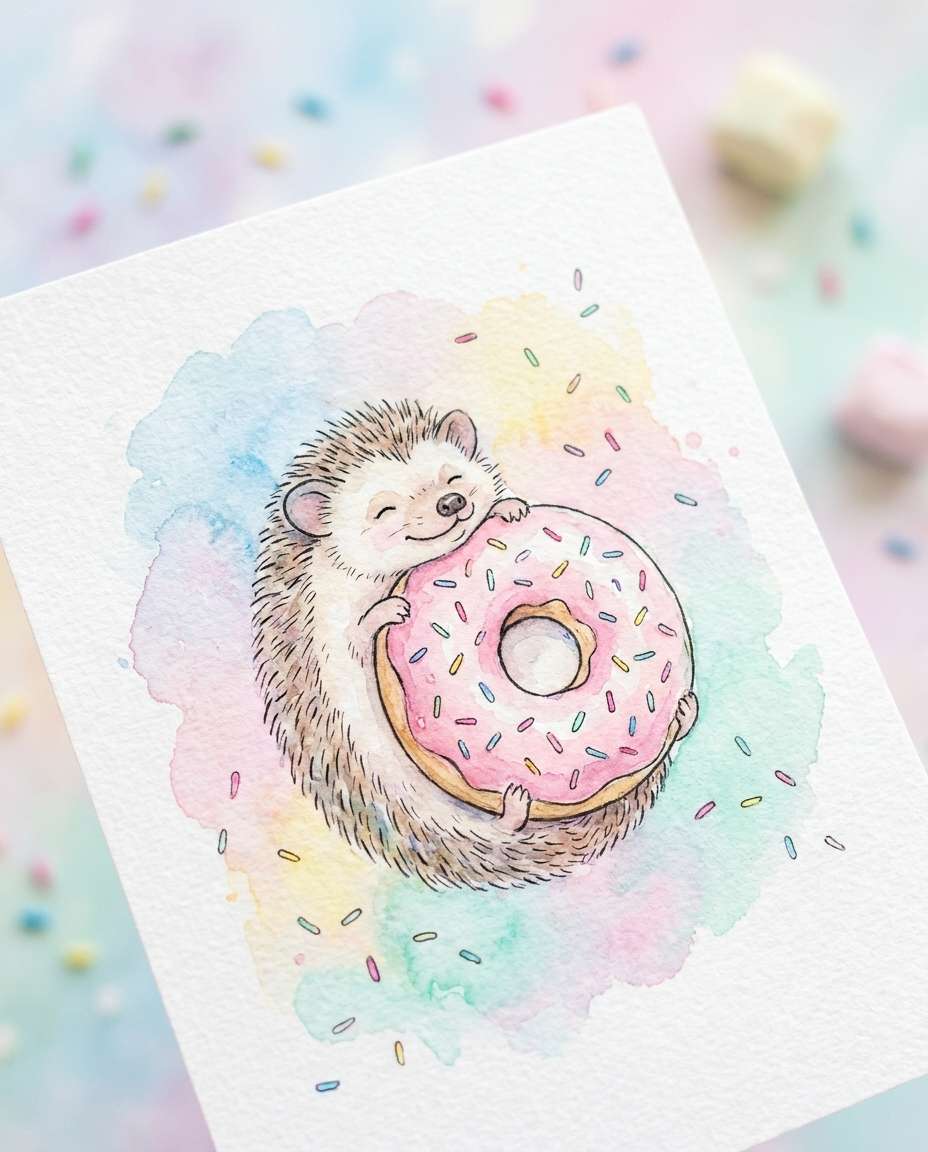hedgehog donut hug photo