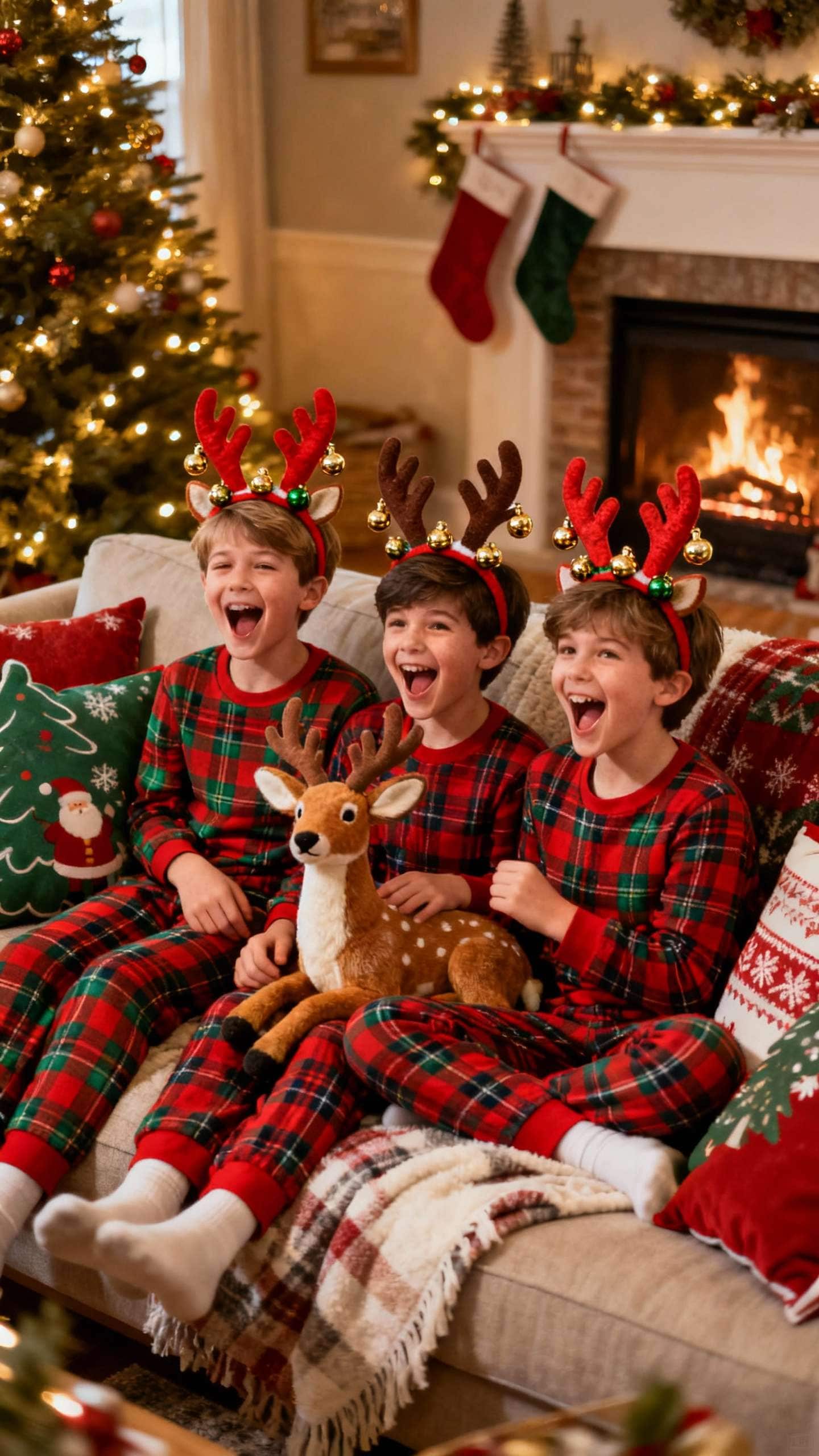 Hugging a glowing reindeer – Gemini prompt sample