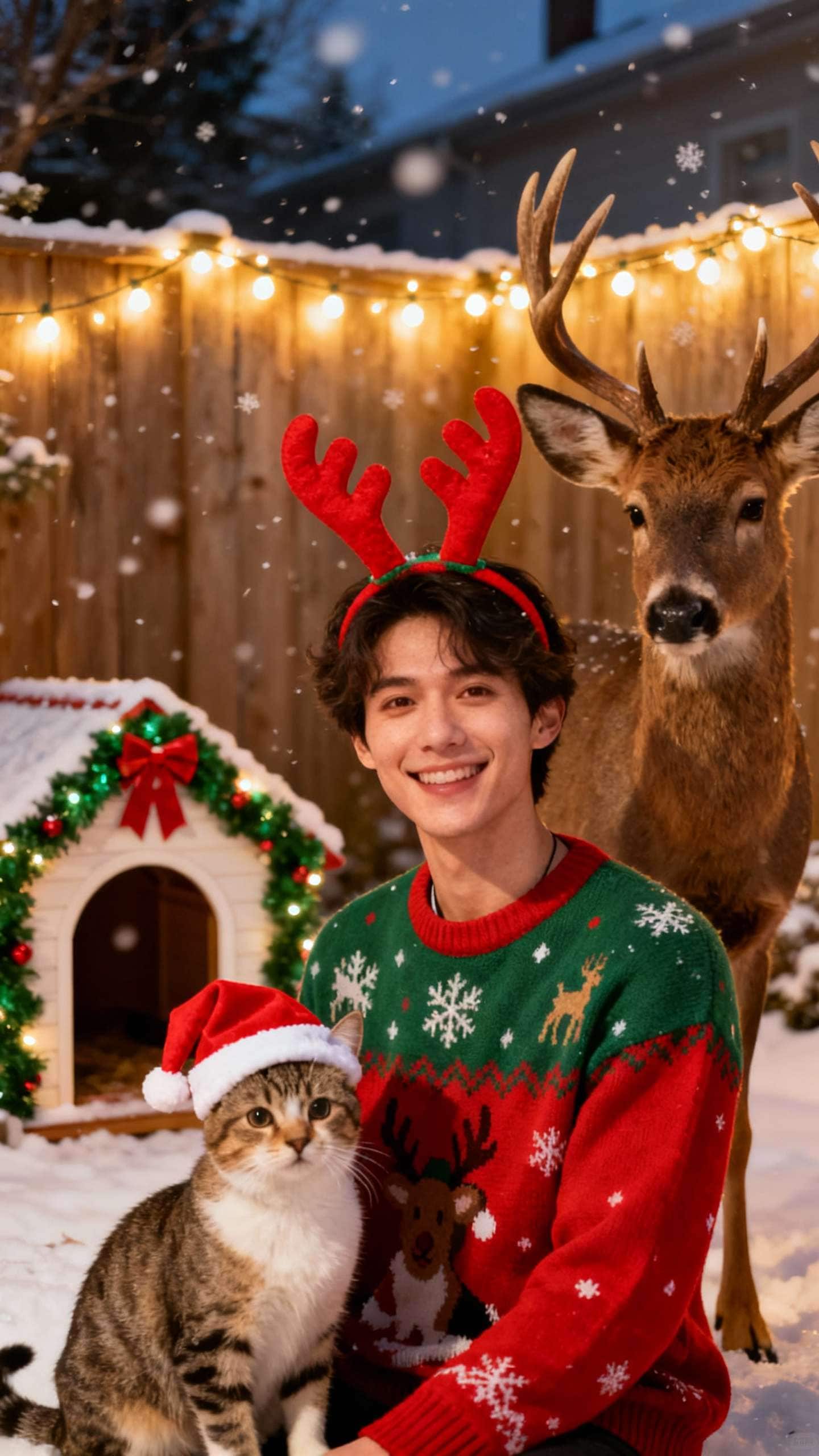 Snowy forest with reindeer – Gemini prompt sample