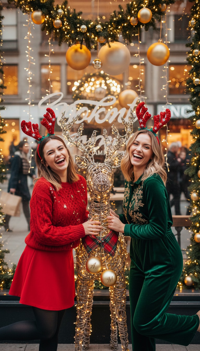 Christmas lights with reindeer – Gemini prompt sample