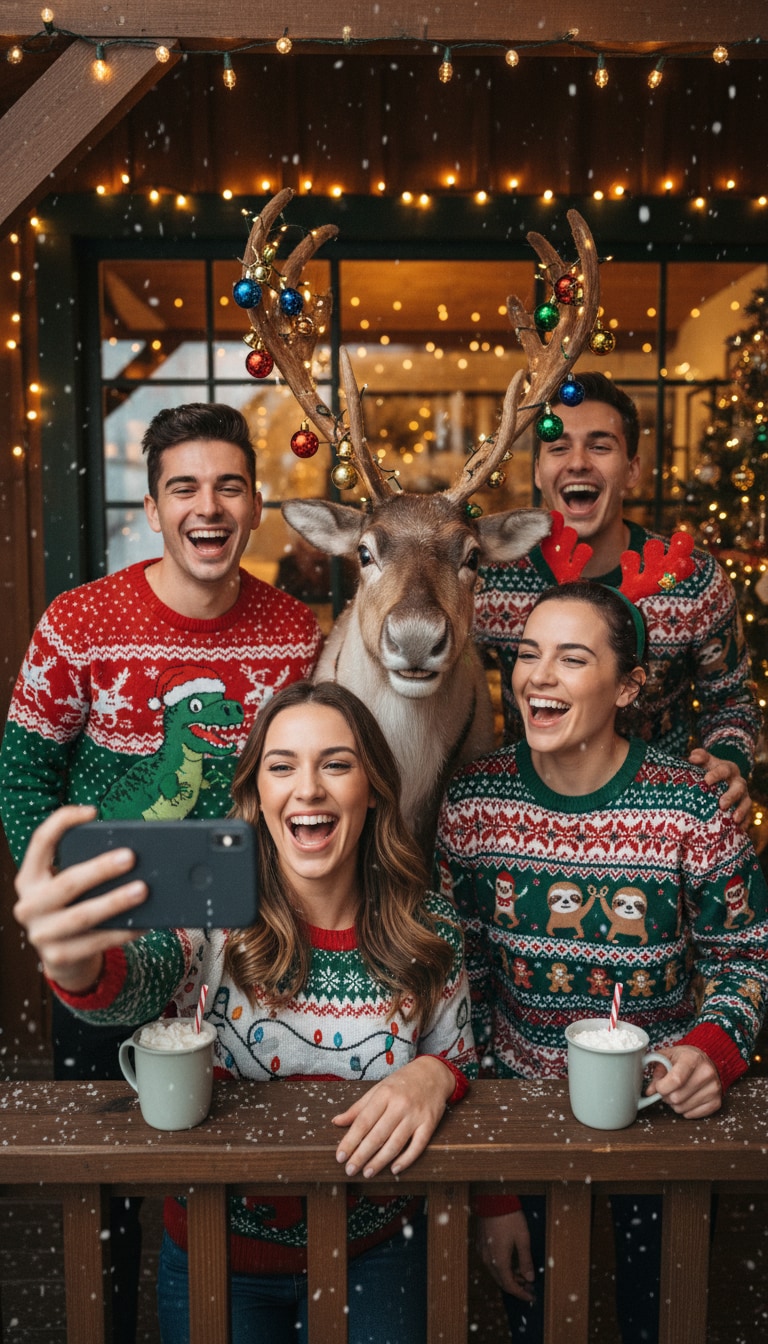 Christmas lights with reindeer – Gemini prompt sample