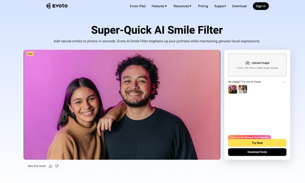 evoto ai smile filter