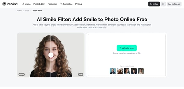 insmind ai smile filter
