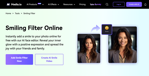 media.io ai smile filter