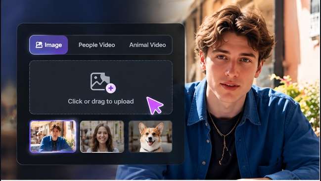 Illustrative Media.io creation workflow graphic, not a DreamFace AI product screenshot