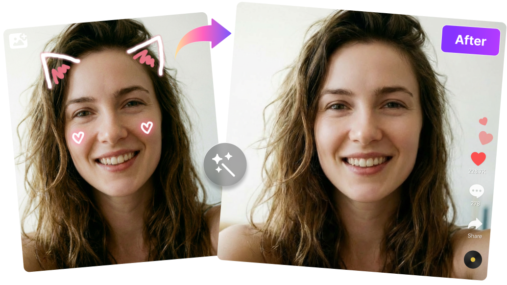 remove dog filter from snapchat photo