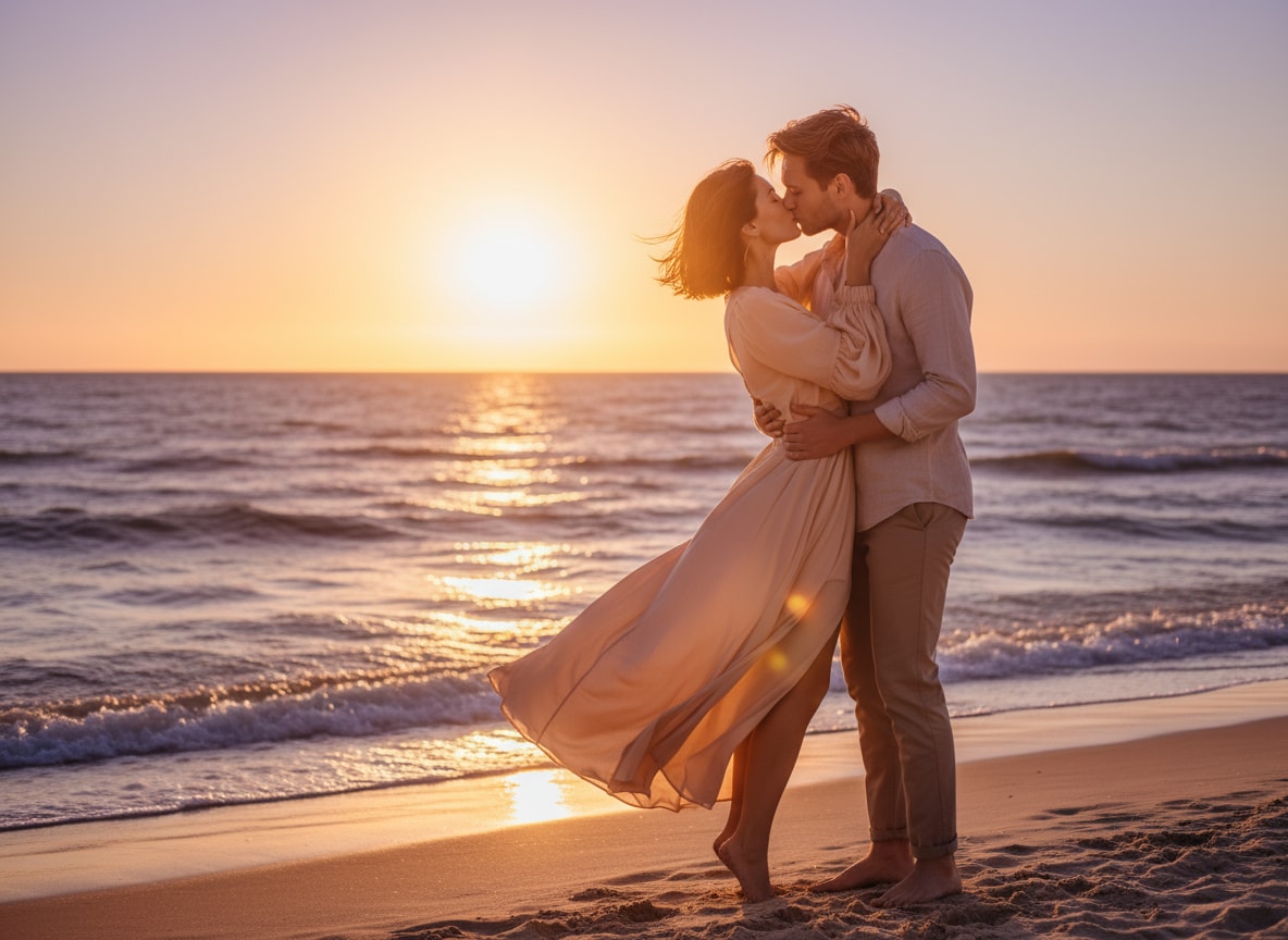 Kissing Couple at Sunset