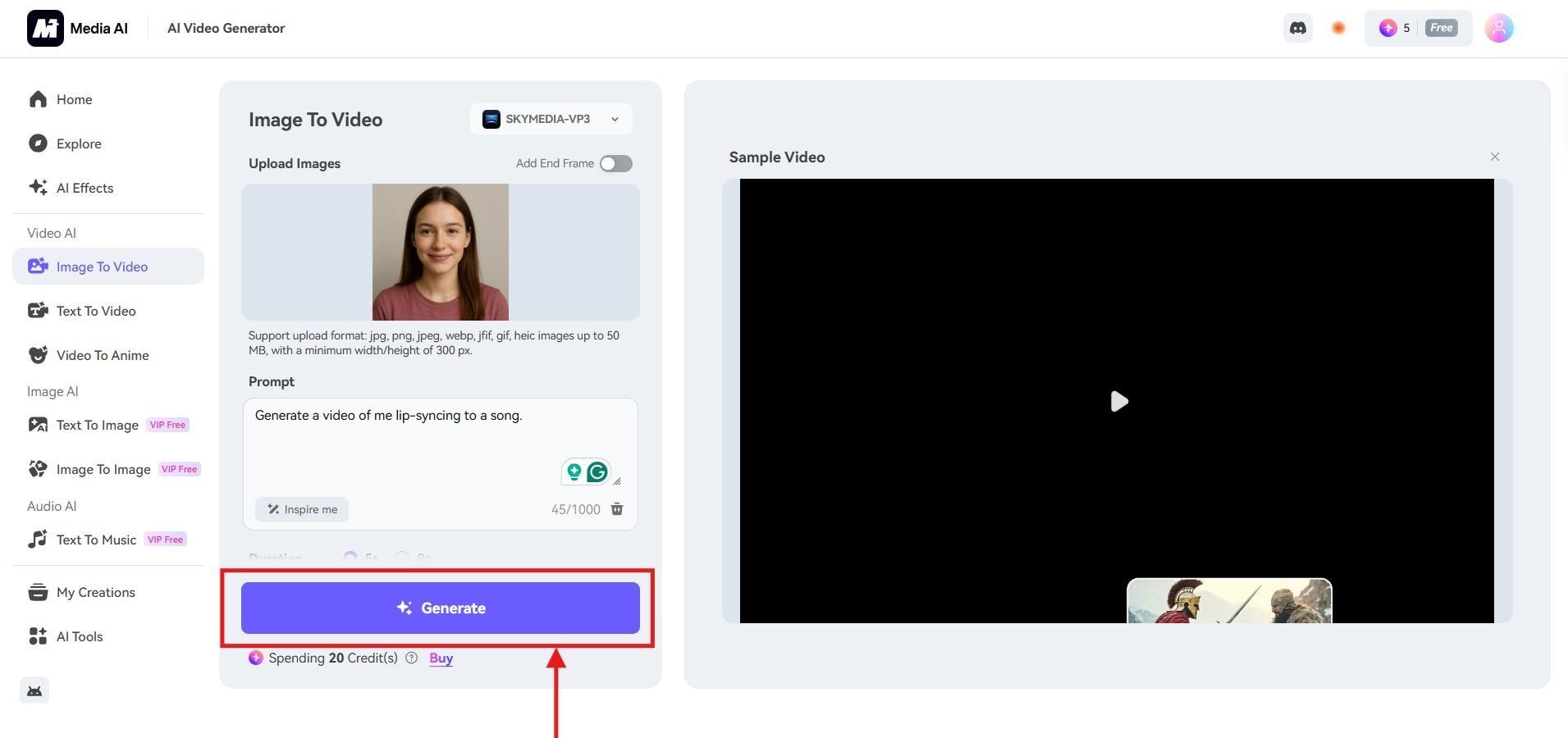 how to convert images to videos using media.io step4