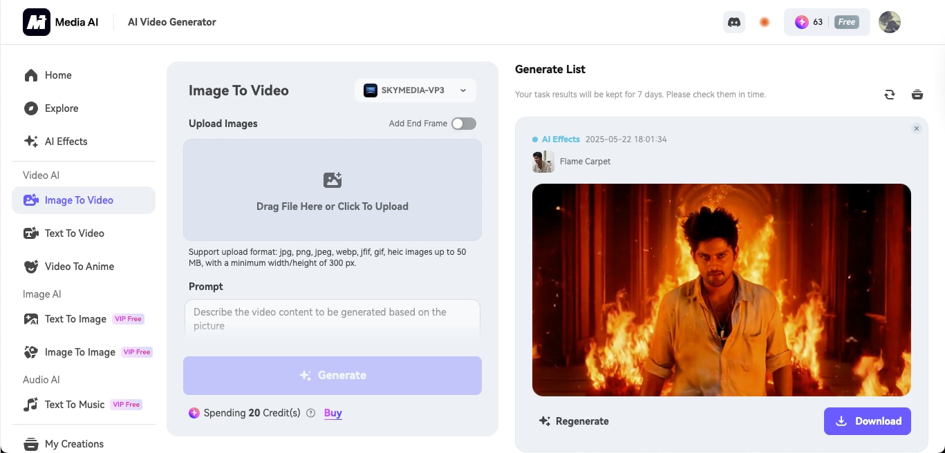 how to use AI effect using Media.io step2