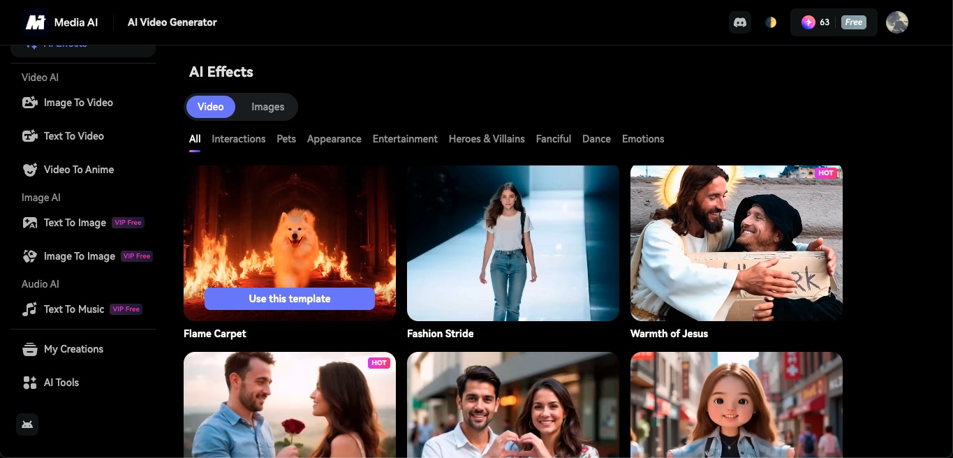 how to use AI effect using Media.io step4