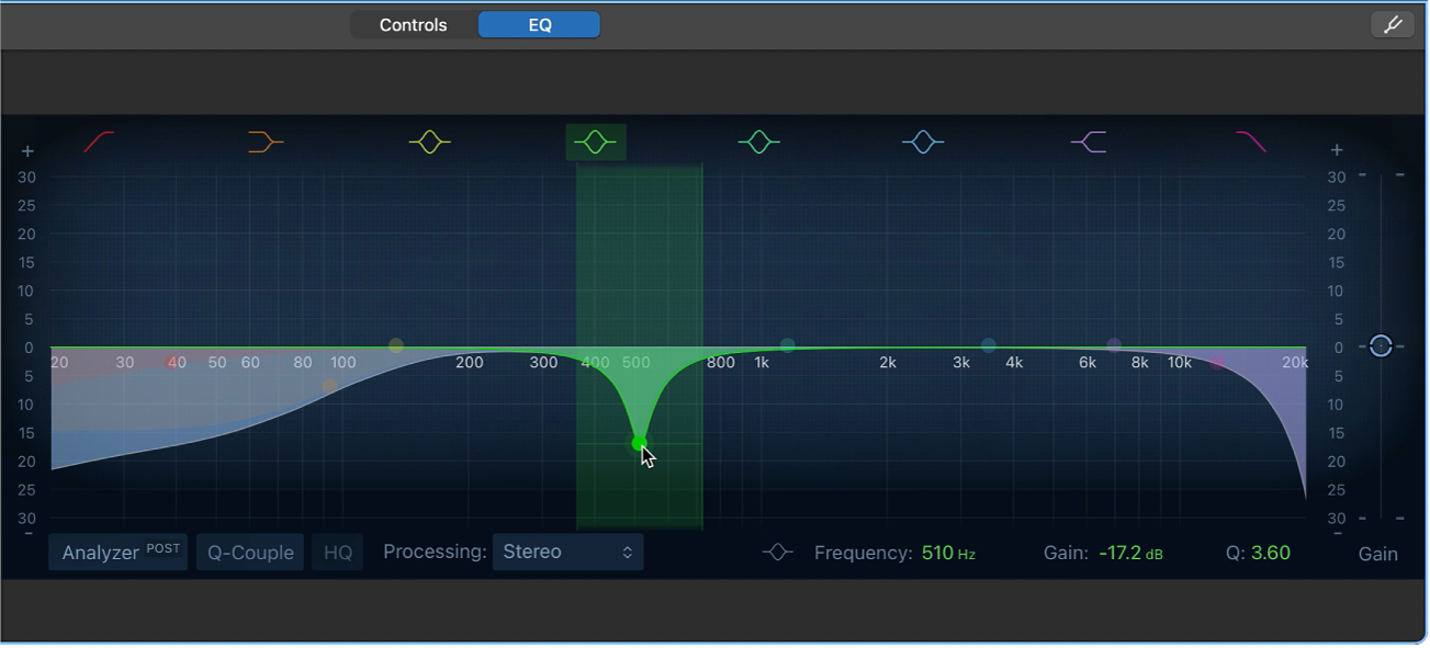 use the garageband eq feature