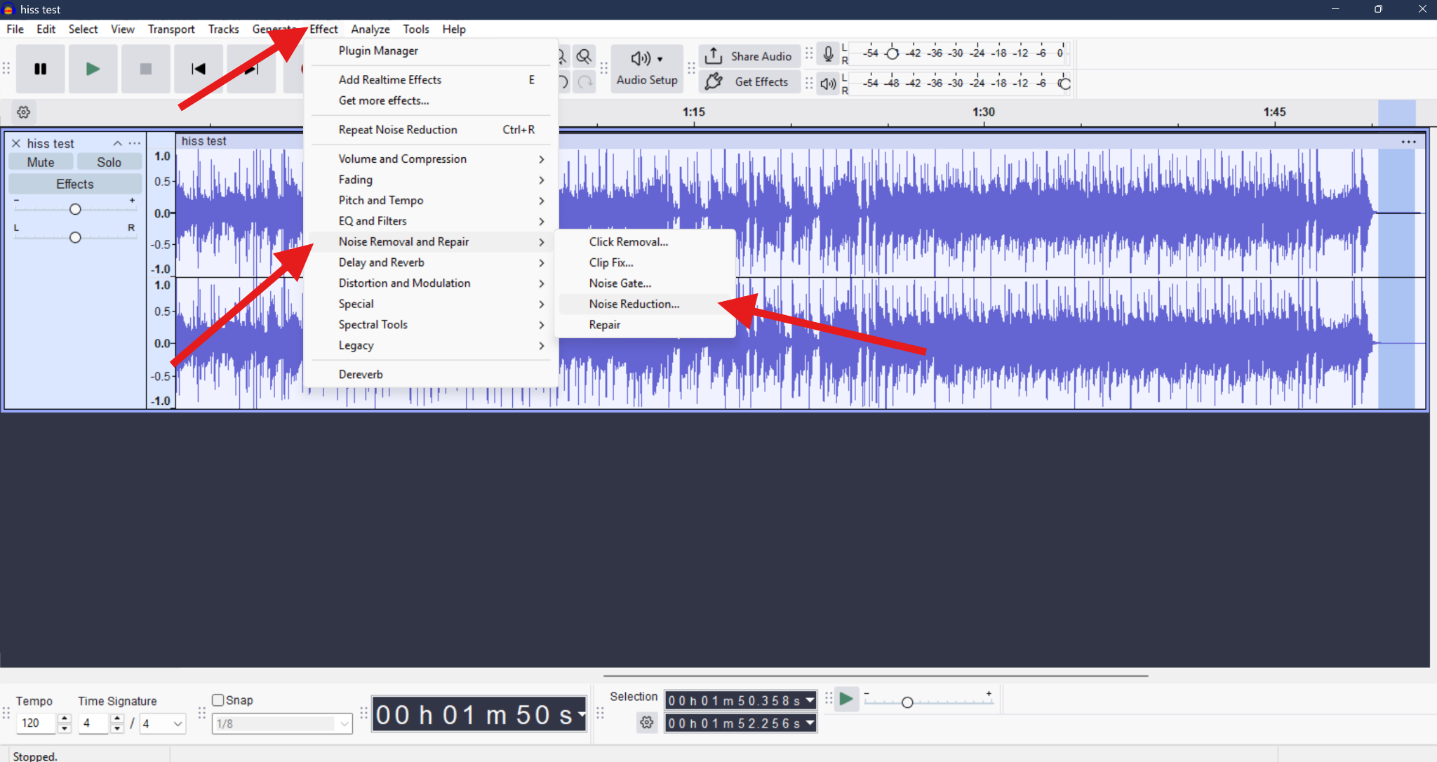 reduce background noise on mic audacity