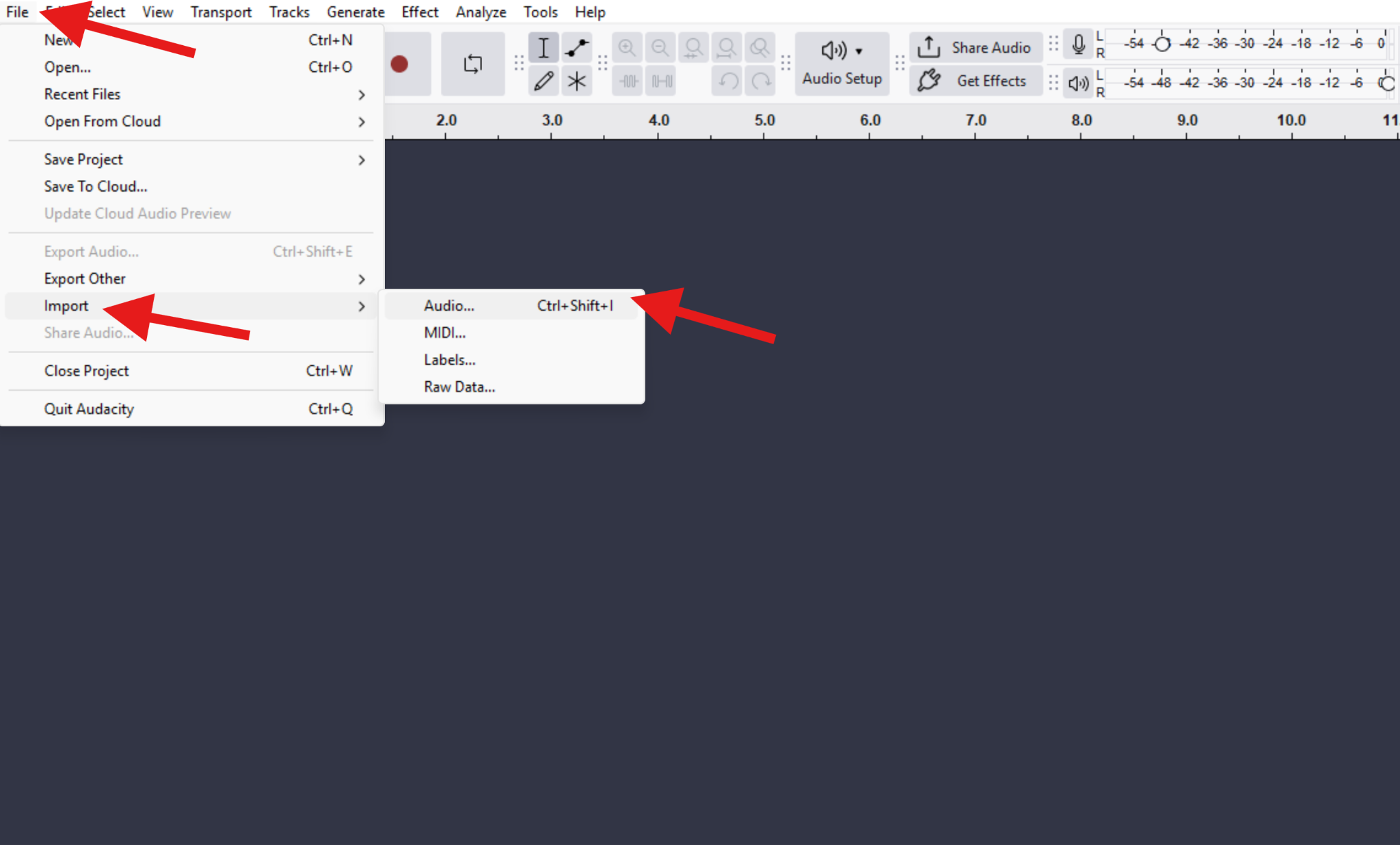 import audio file remove hiss audacity