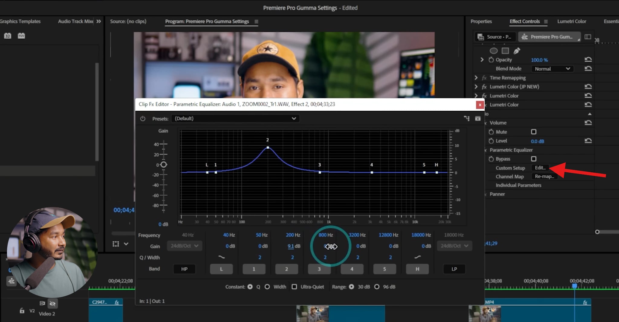 adjust simple parametric eq effect premiere