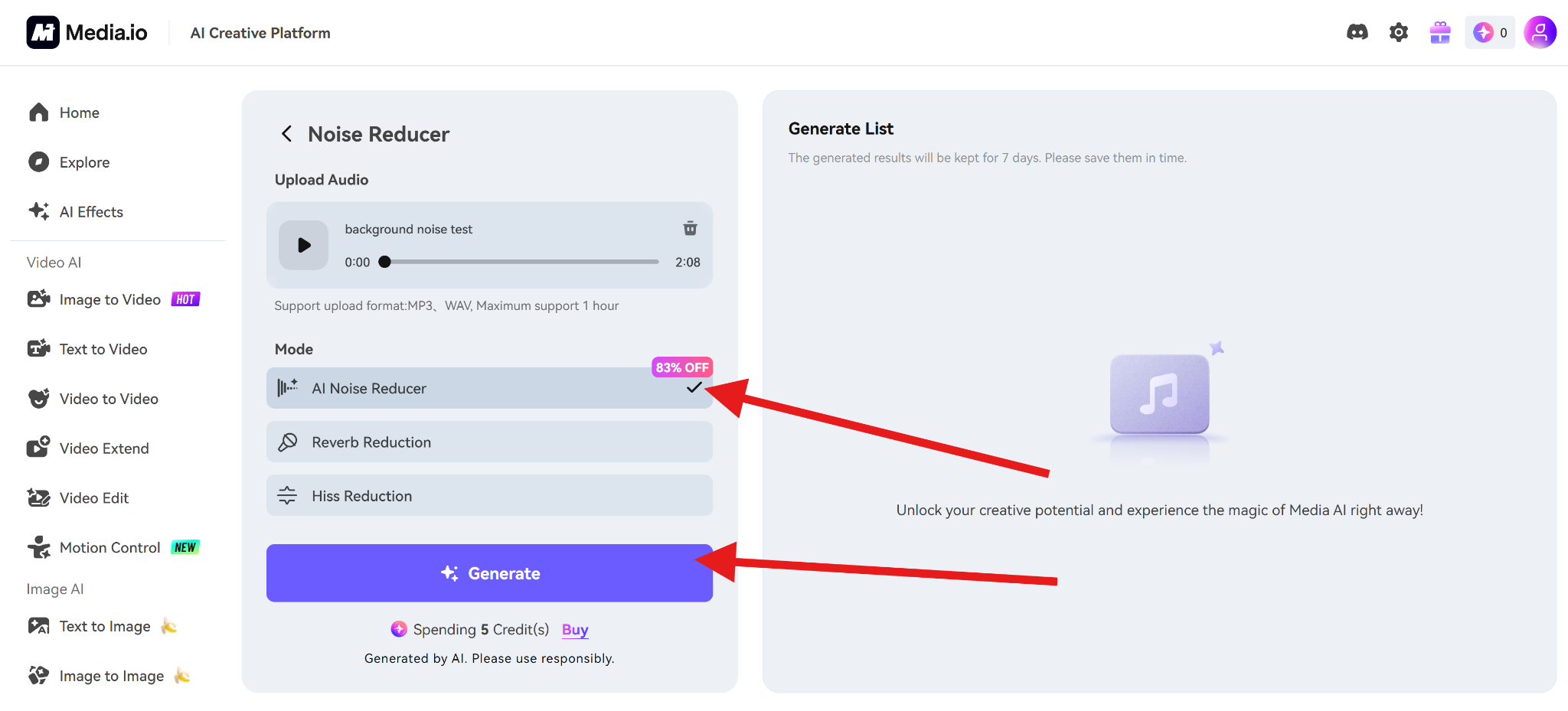 generete background noise reduction audacity alternative
