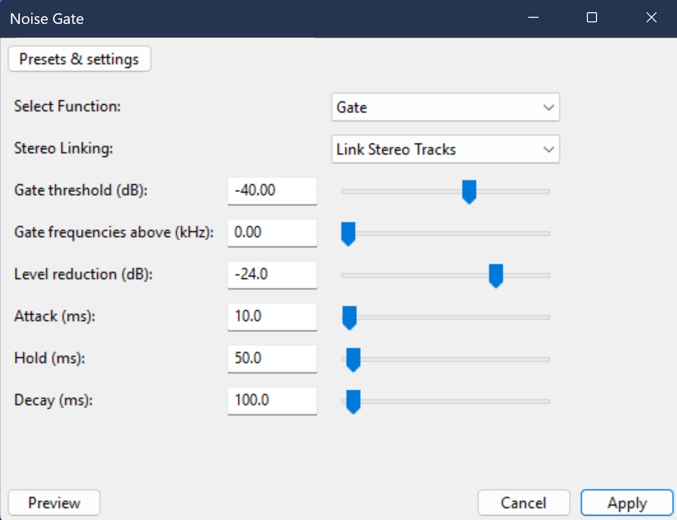 remove background sound audacity noise gate