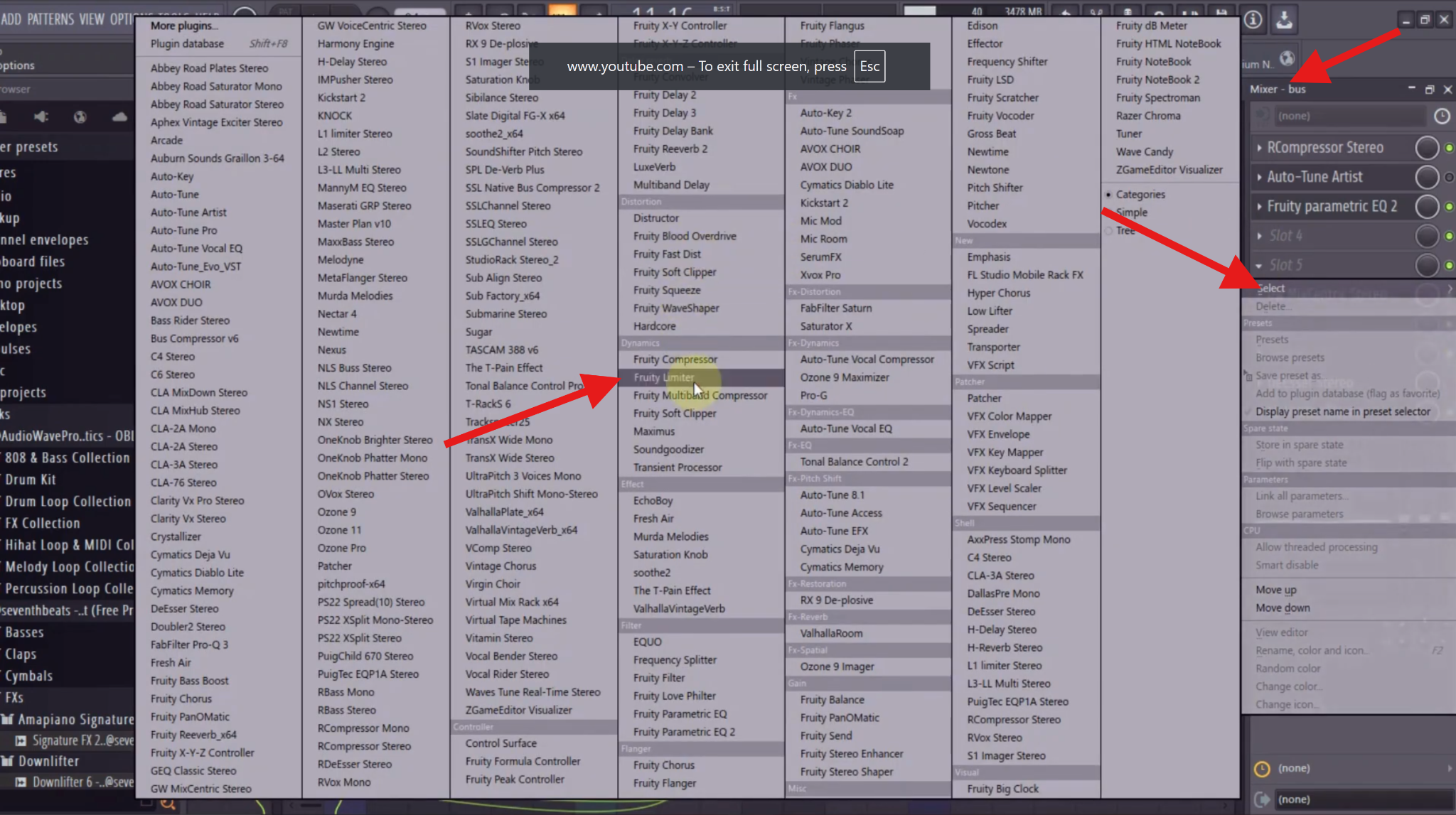 activate fruity limiter remove background noise