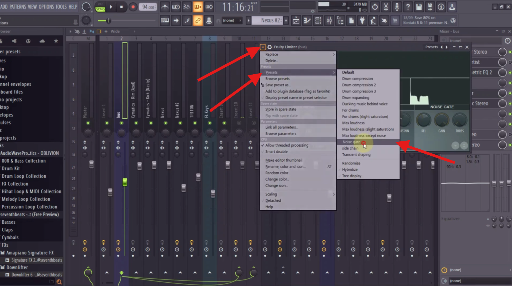 activate noise gate remove background noise