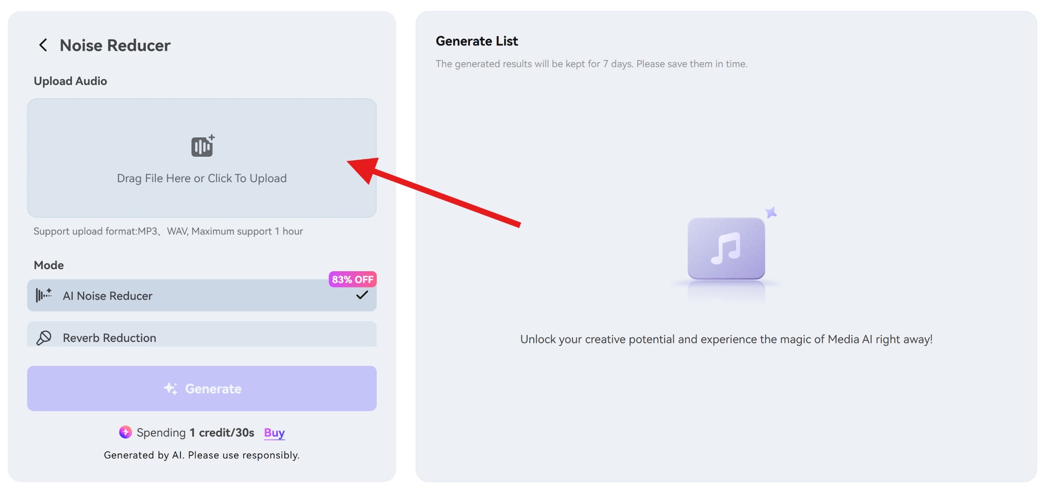 upload audio file to mediaio online