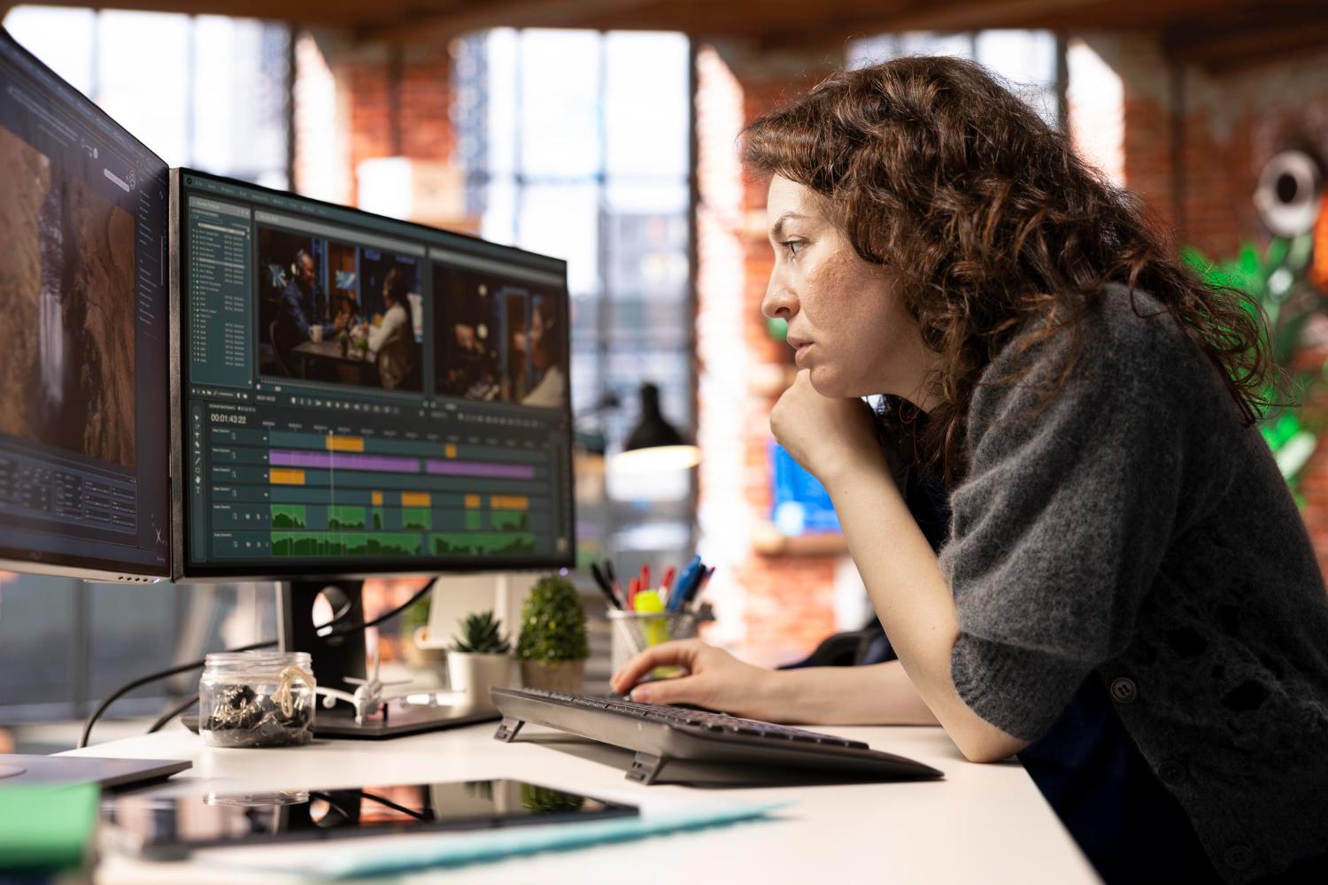 woman removing echo in premiere pro