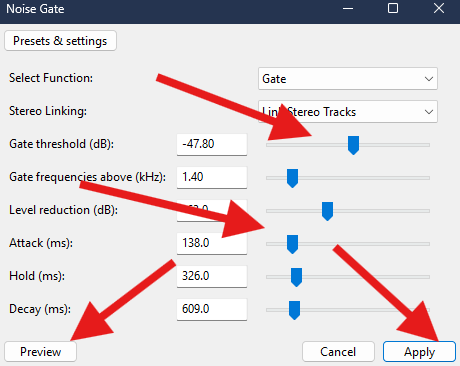 remove echo in audacity noise gate