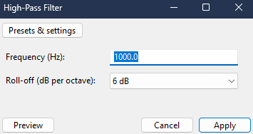 remove echo with high pass filter