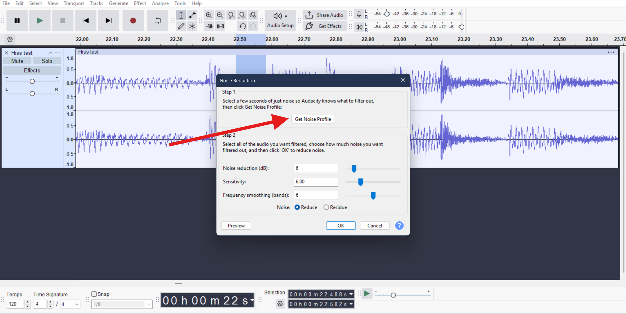 get hiss and hum noise profile