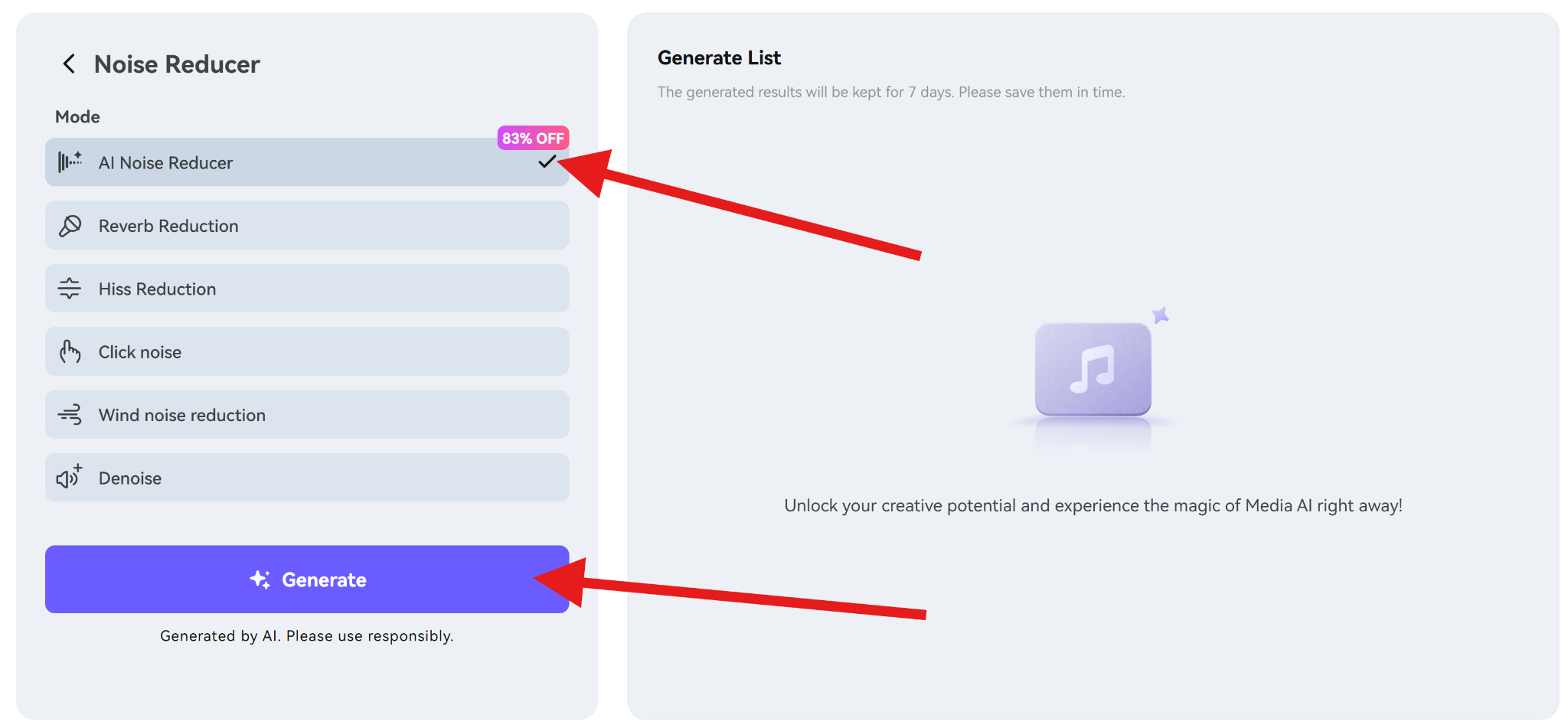 generate audio with reduced background noise