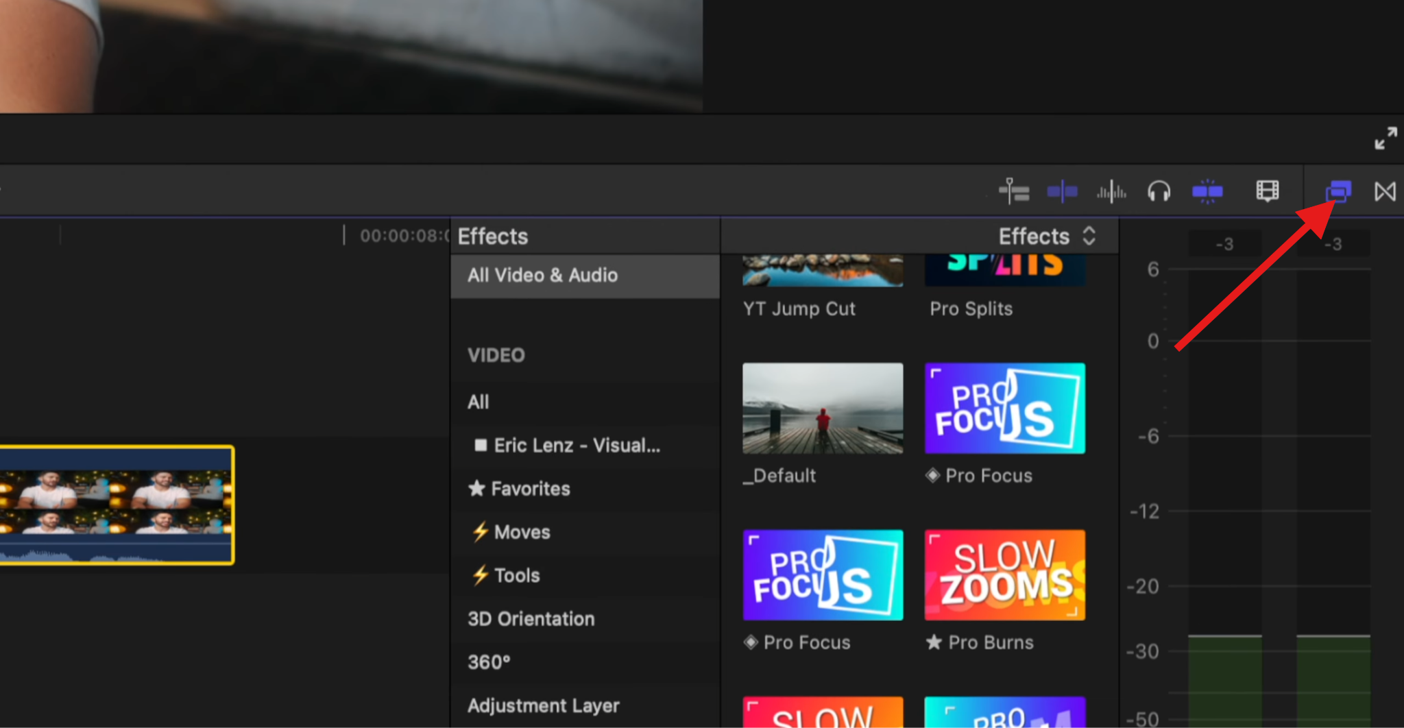 activate effects browser final cut pro