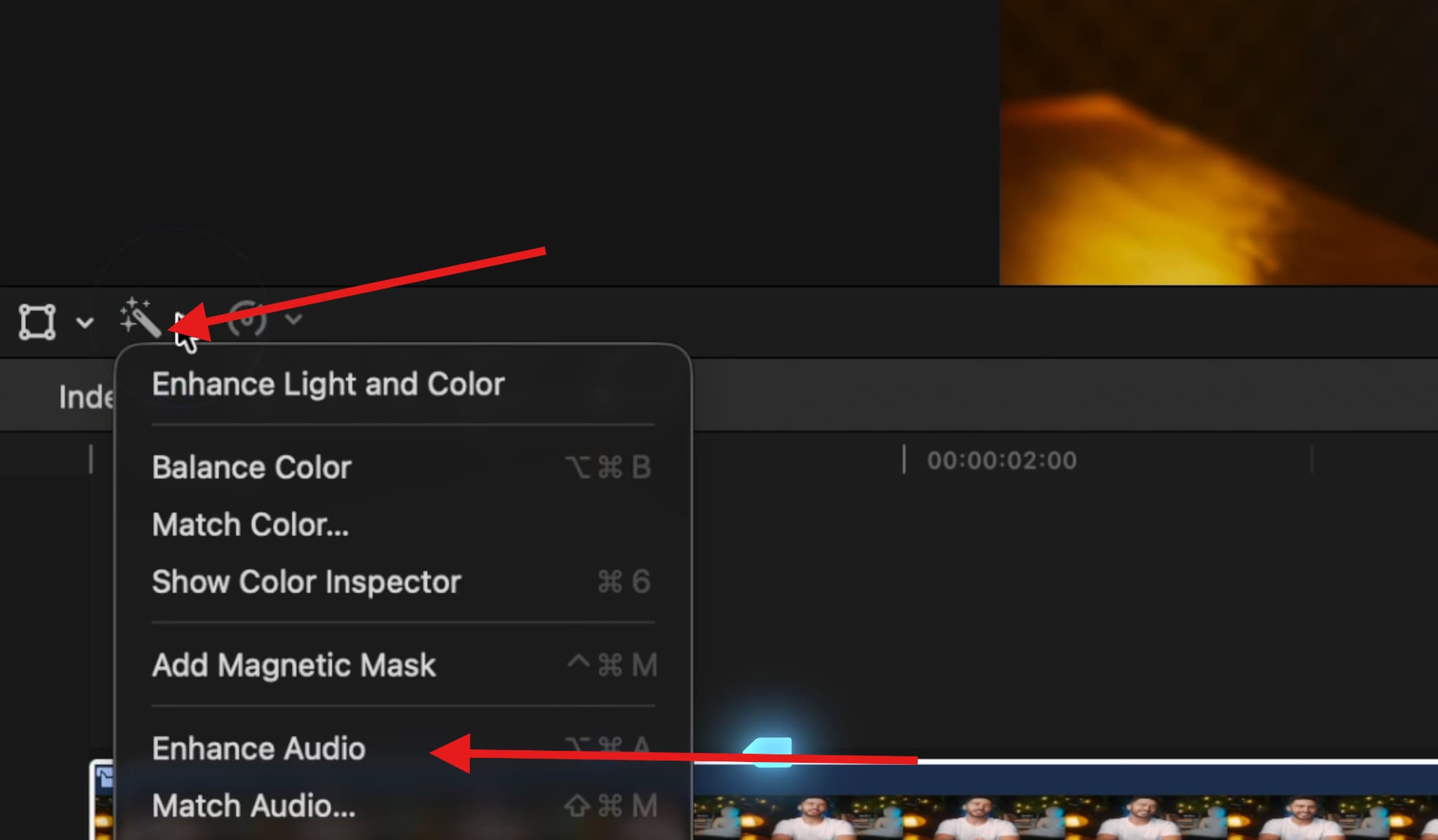 remove background noise fcp enhance audio
