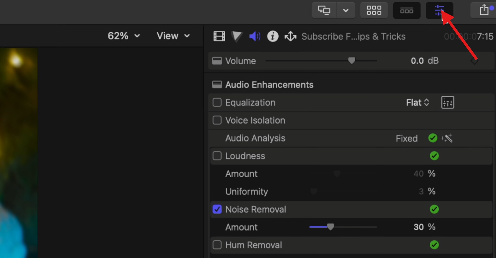 activate inspector window final cut pro
