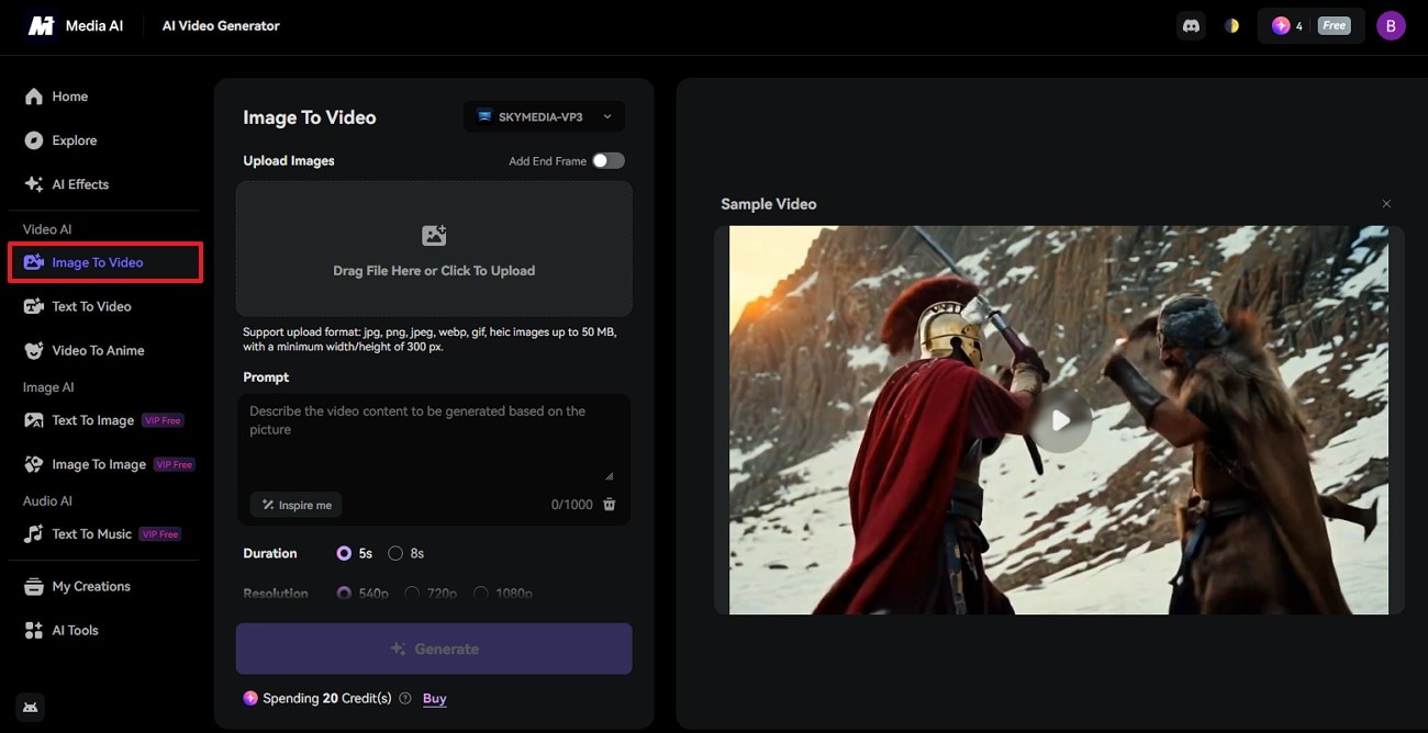 access media.io image to video