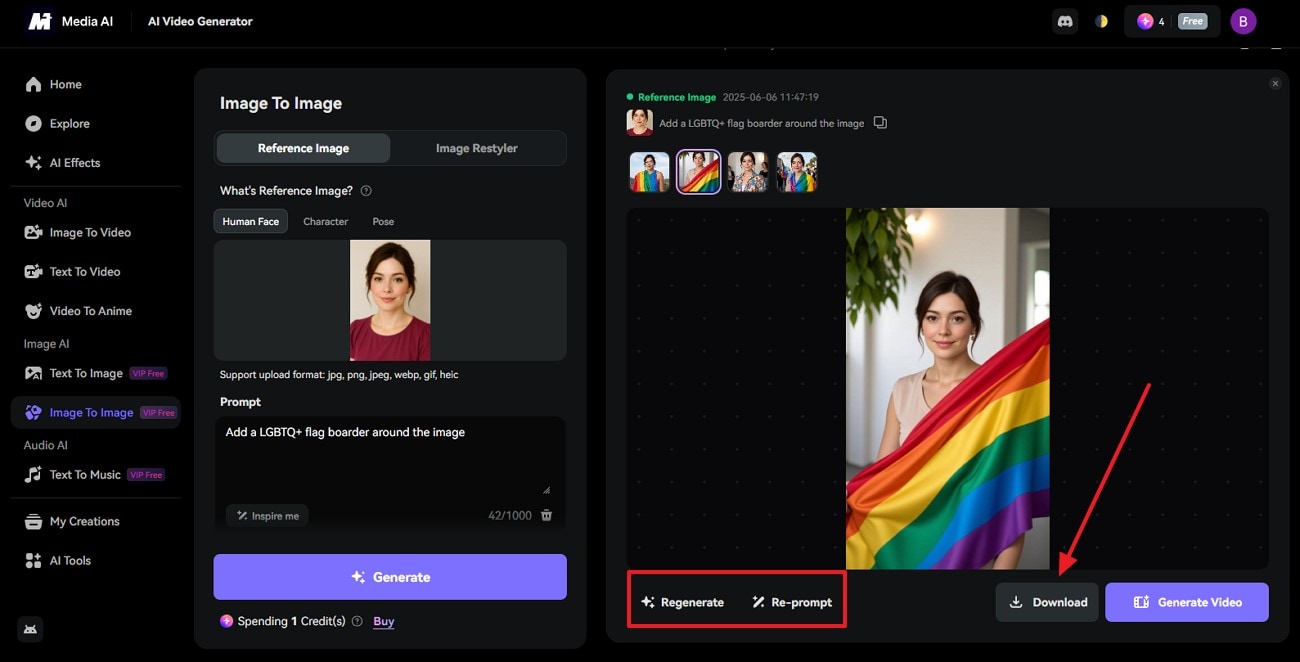 regenerate or download pride image
