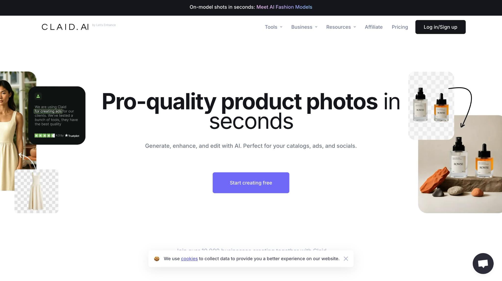 claid ai homepage