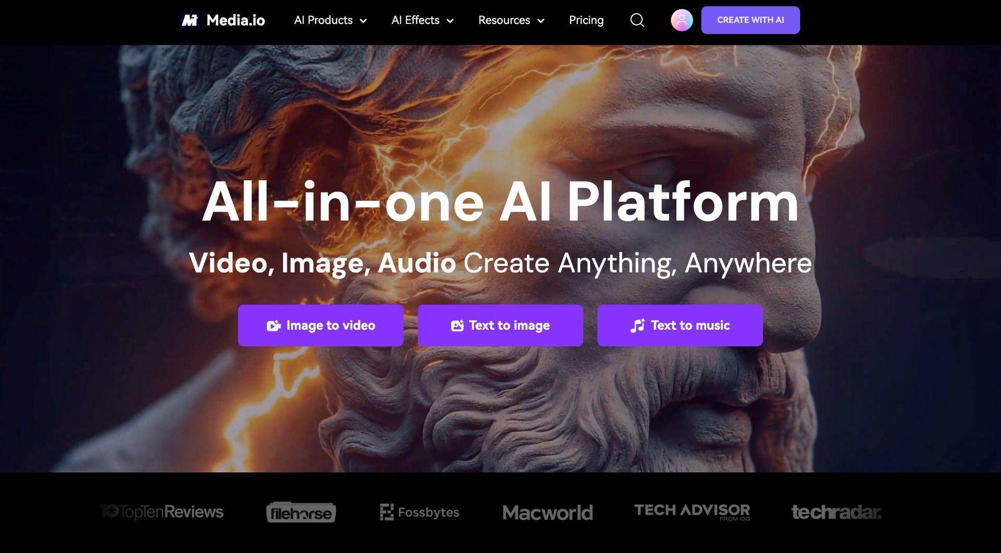media.io homepage